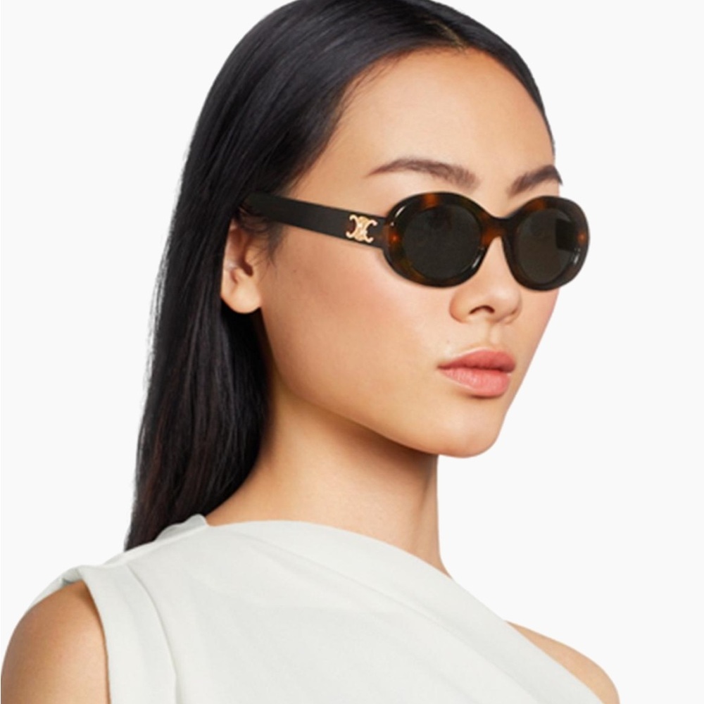 Celine triomphe 52mm oval Sunglasses in Havana